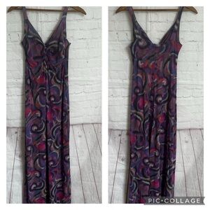 Sweet Pea by Staci Frati double layer mesh paisley swirls maxi dress twist front